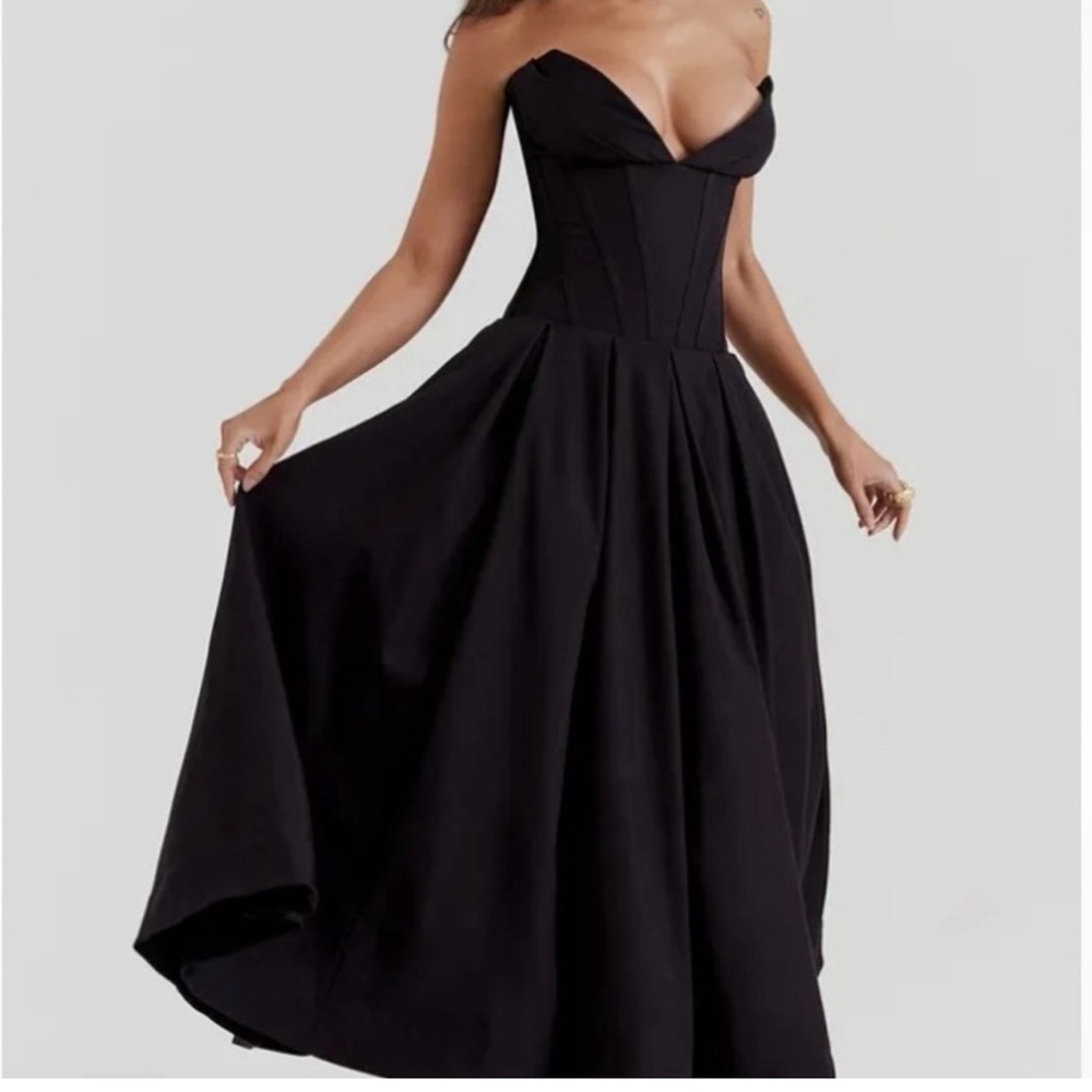 House of CB Lady Black Strapless Corset Ball Gown